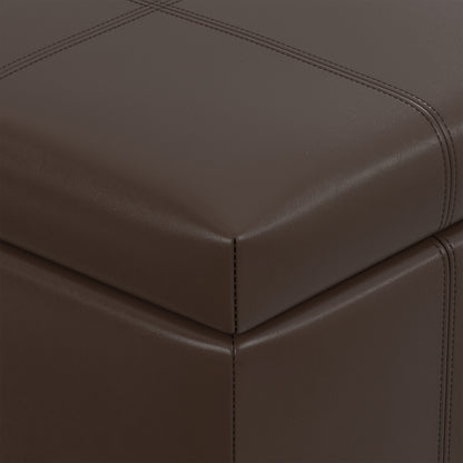 Chocolate Brown Vegan Leather | Dover Storage Ottoman in Vegan Leather