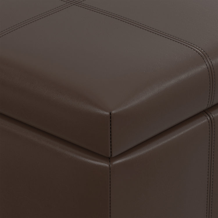 Chocolate Brown Vegan Leather | Dover Storage Ottoman in Vegan Leather
