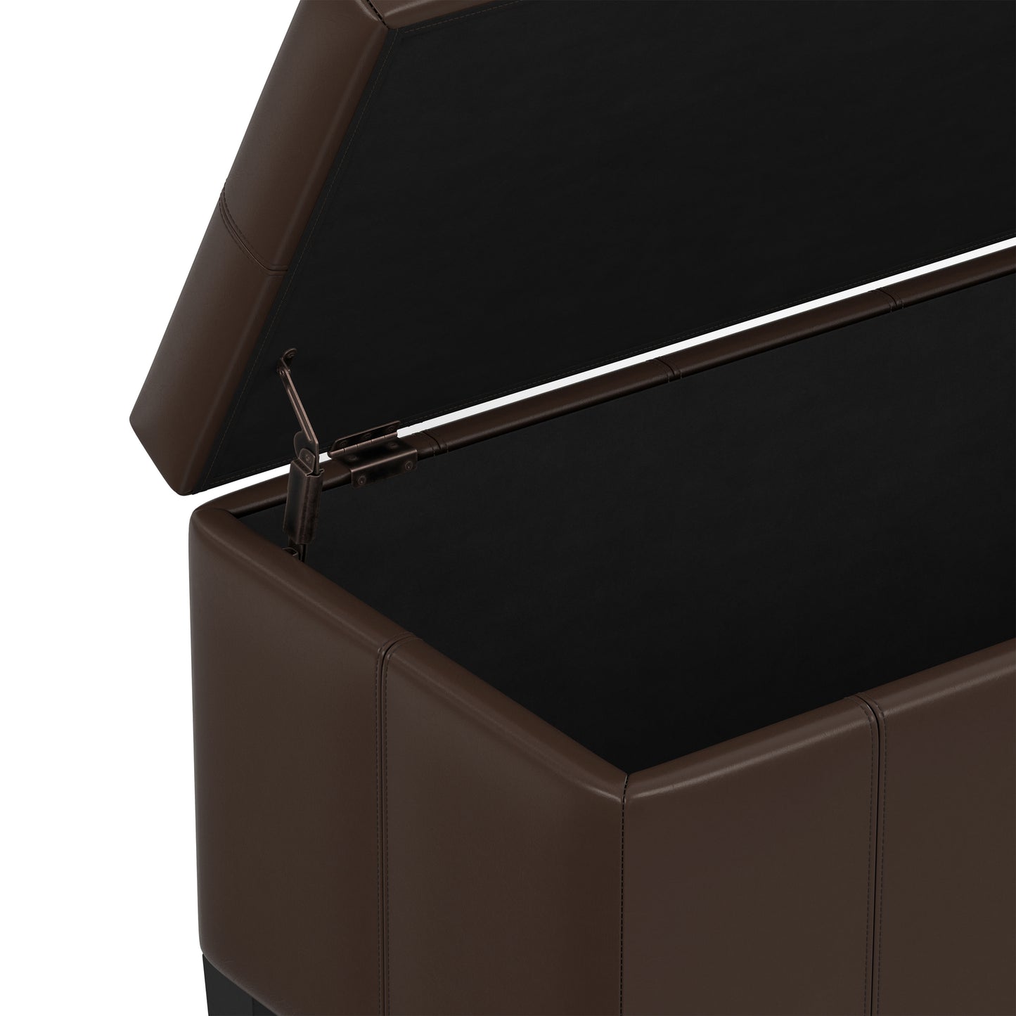 Chocolate Brown Vegan Leather | Dover Storage Ottoman in Vegan Leather