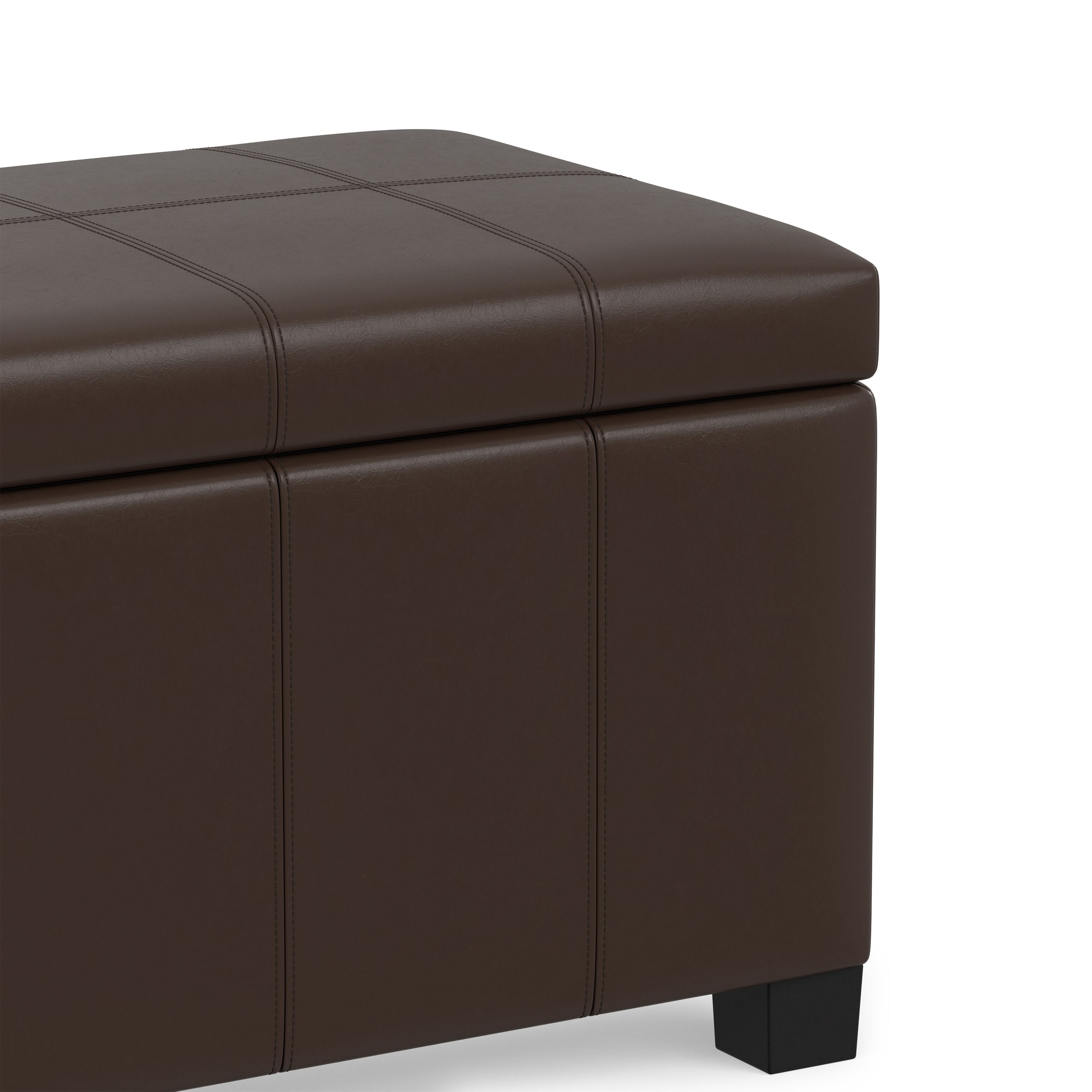Chocolate Brown Vegan Leather | Dover Storage Ottoman in Vegan Leather