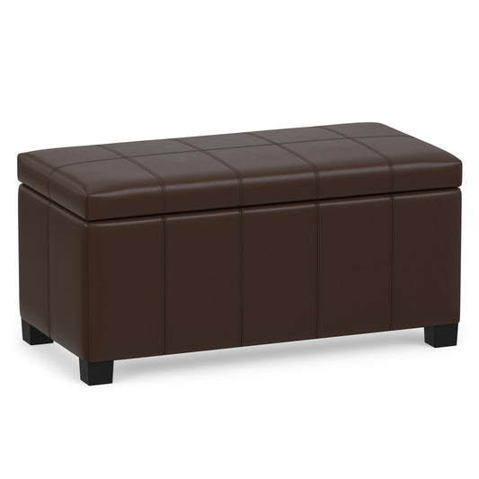 Chocolate Brown Vegan Leather | Dover Storage Ottoman in Vegan Leather