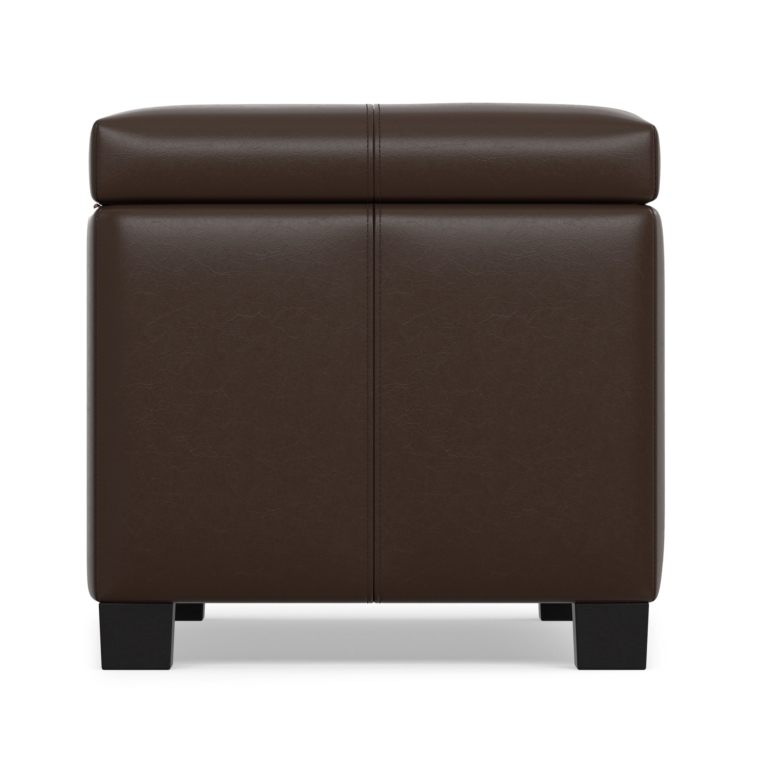 Chocolate Brown Vegan Leather | Dover Storage Ottoman in Vegan Leather