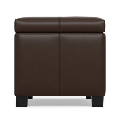 Chocolate Brown Vegan Leather | Dover Storage Ottoman in Vegan Leather