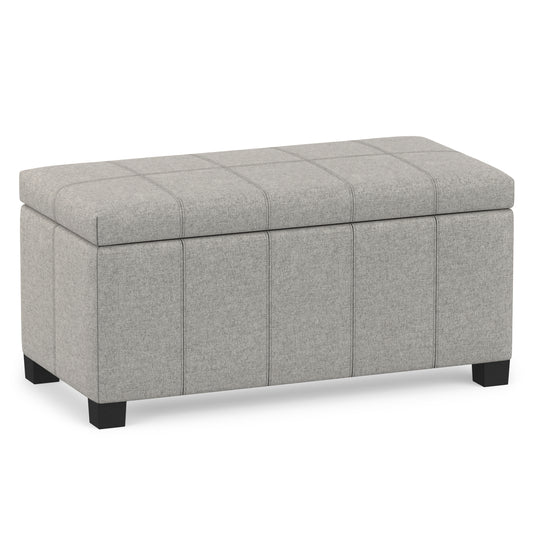 Cloud Grey Linen Style Fabric | Dover Storage Ottoman in Linen