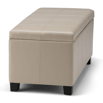 Satin Cream Vegan Leather | Dover Vegan Leather Storage Ottoman