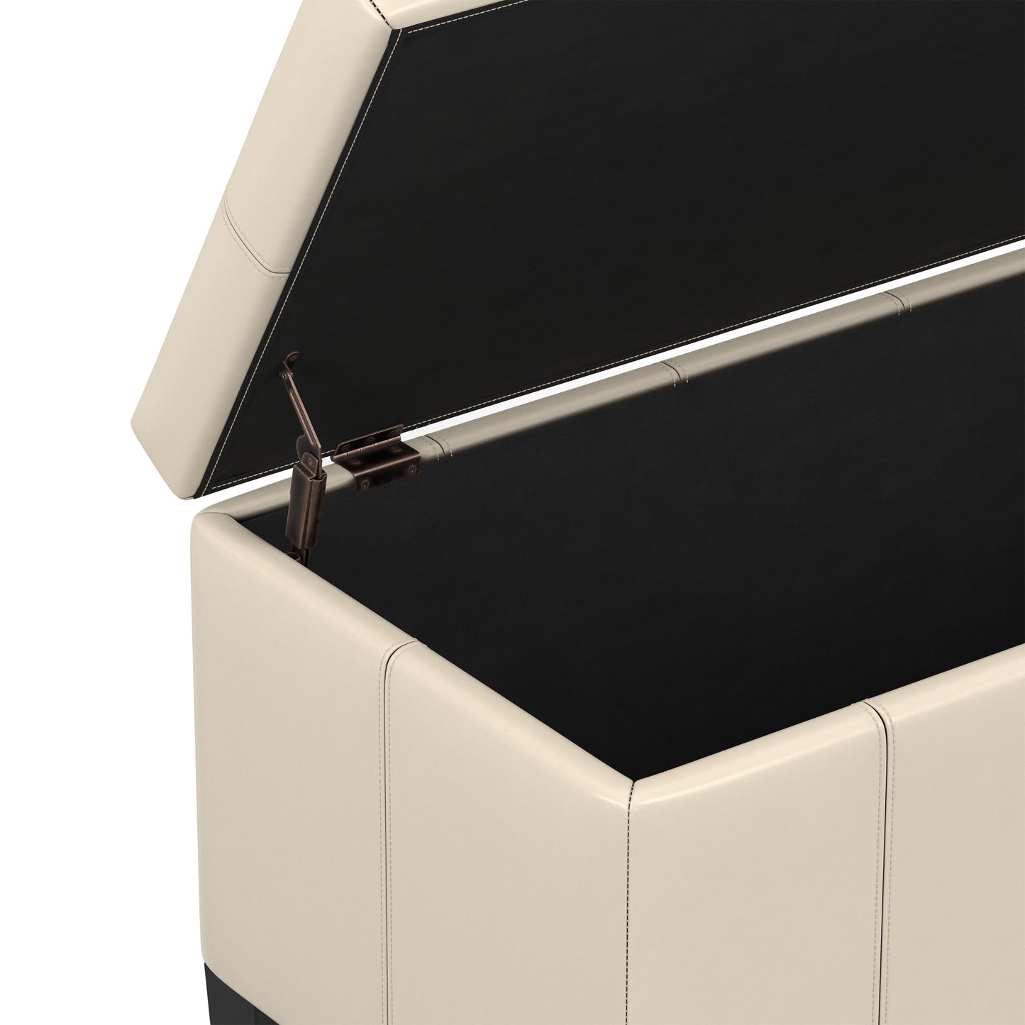 Satin Cream Vegan Leather | Dover Storage Ottoman in Vegan Leather