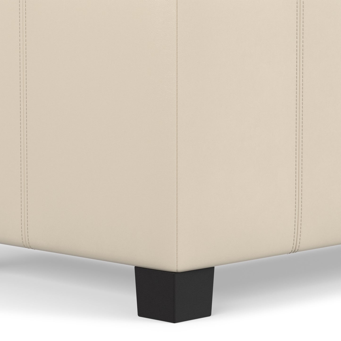 Satin Cream Vegan Leather | Dover Storage Ottoman in Vegan Leather