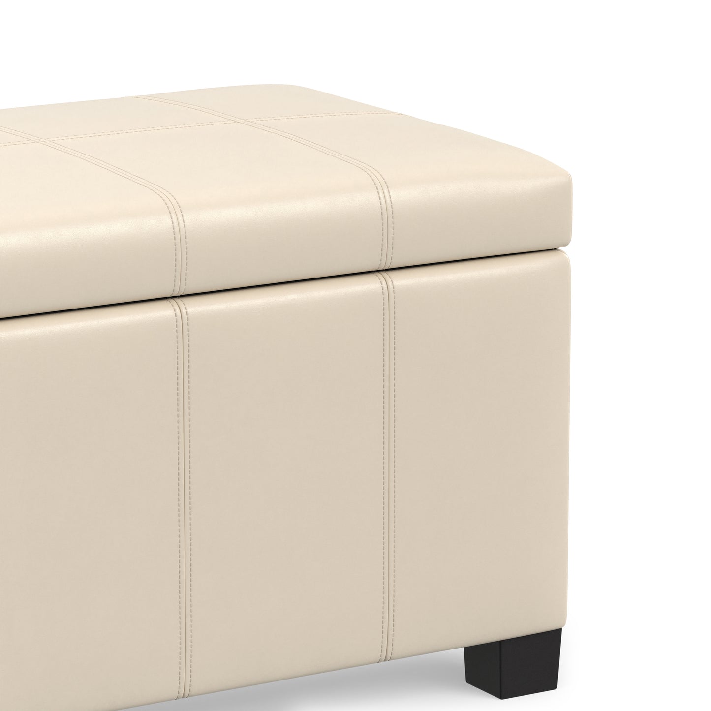 Satin Cream Vegan Leather | Dover Storage Ottoman in Vegan Leather