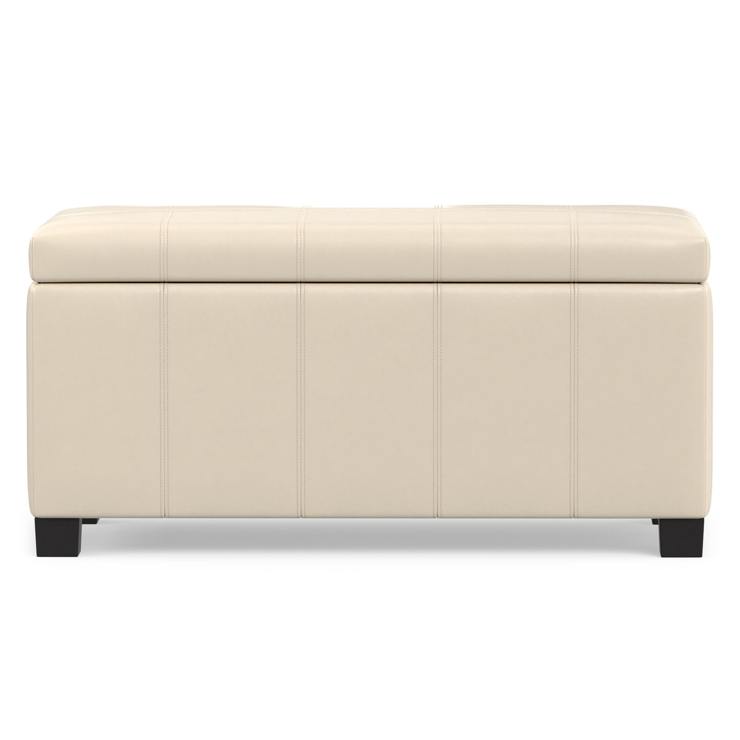 Satin Cream Vegan Leather | Dover Storage Ottoman in Vegan Leather