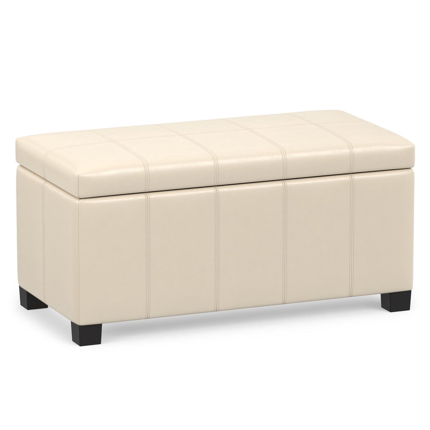 Satin Cream Vegan Leather | Dover Storage Ottoman in Vegan Leather