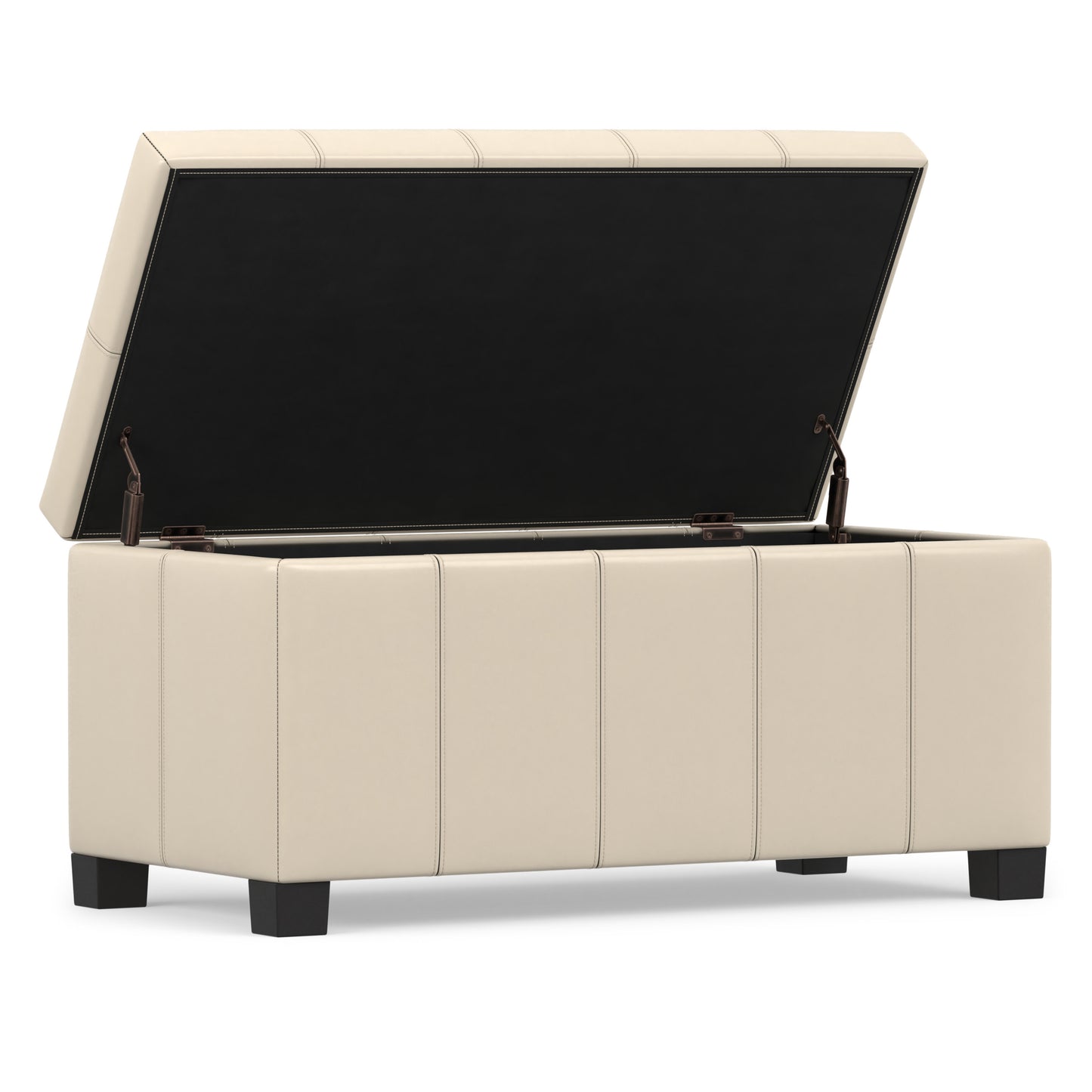 Satin Cream Vegan Leather | Dover Storage Ottoman in Vegan Leather