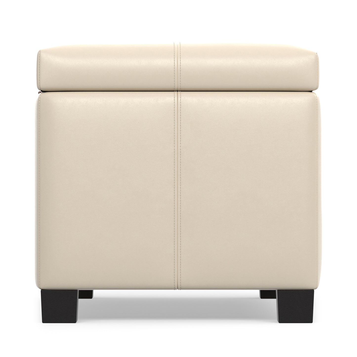 Satin Cream Vegan Leather | Dover Storage Ottoman in Vegan Leather
