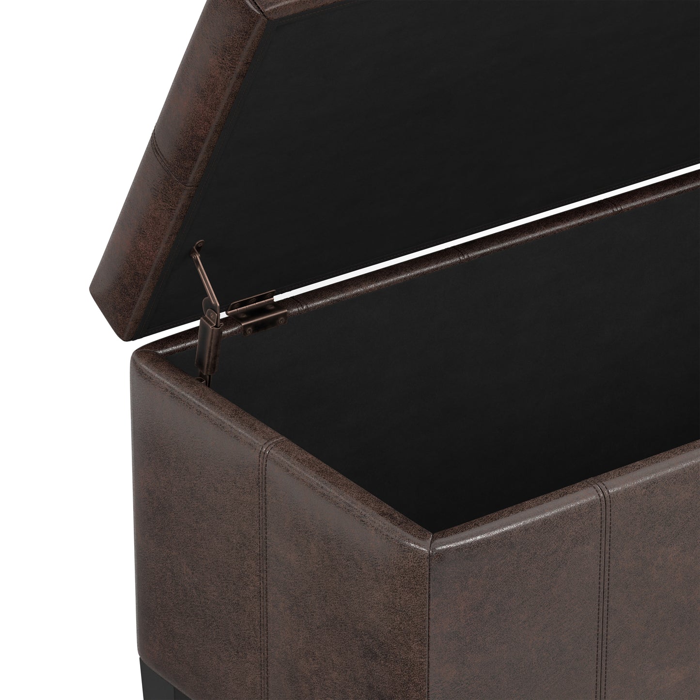 Distressed Brown Distressed Vegan Leather | Dover Storage Ottoman in Distressed Vegan Leather