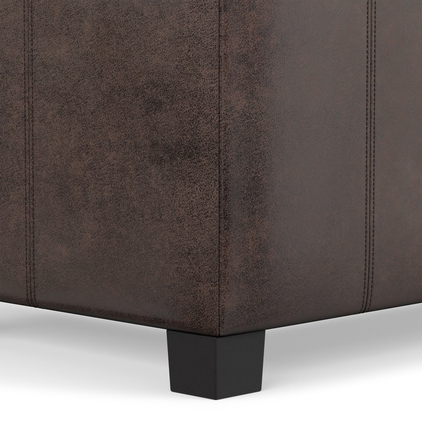 Distressed Brown Distressed Vegan Leather | Dover Storage Ottoman in Distressed Vegan Leather