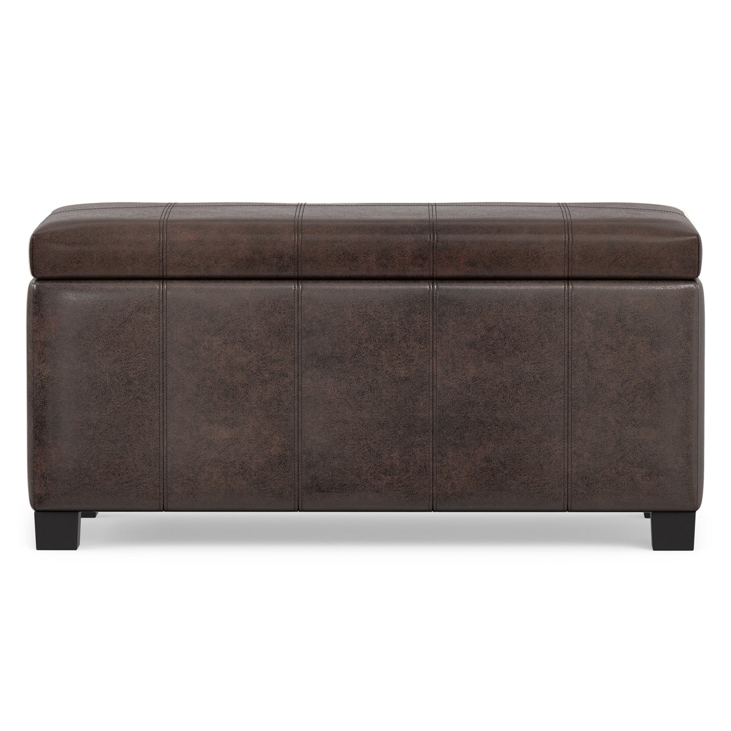 Distressed Brown Distressed Vegan Leather | Dover Storage Ottoman in Distressed Vegan Leather