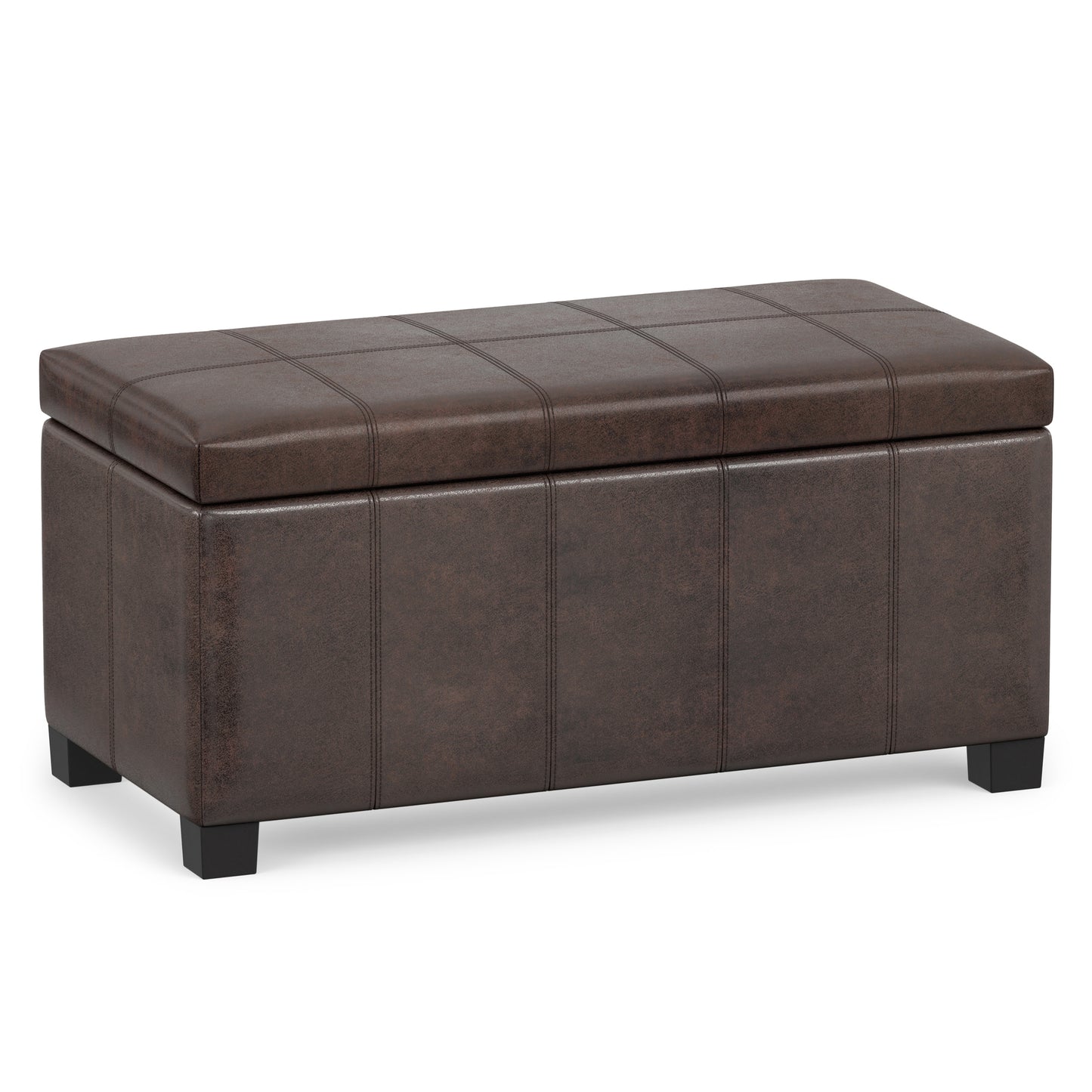 Distressed Brown Distressed Vegan Leather | Dover Storage Ottoman in Distressed Vegan Leather