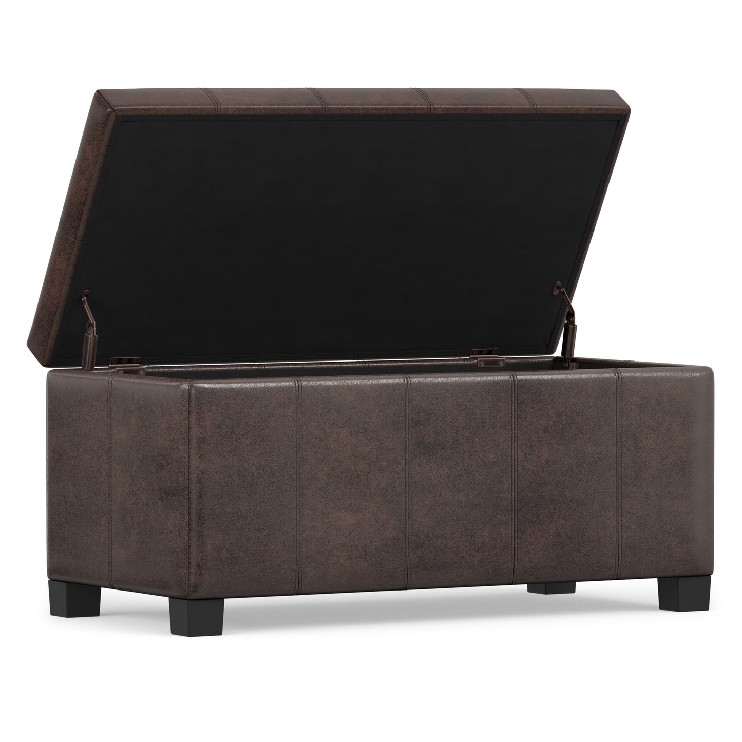 Distressed Brown Distressed Vegan Leather | Dover Storage Ottoman in Distressed Vegan Leather