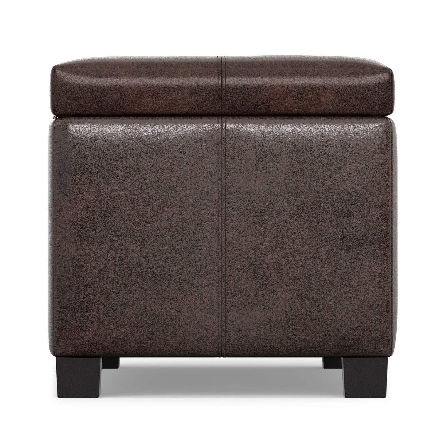 Distressed Brown Distressed Vegan Leather | Dover Storage Ottoman in Distressed Vegan Leather