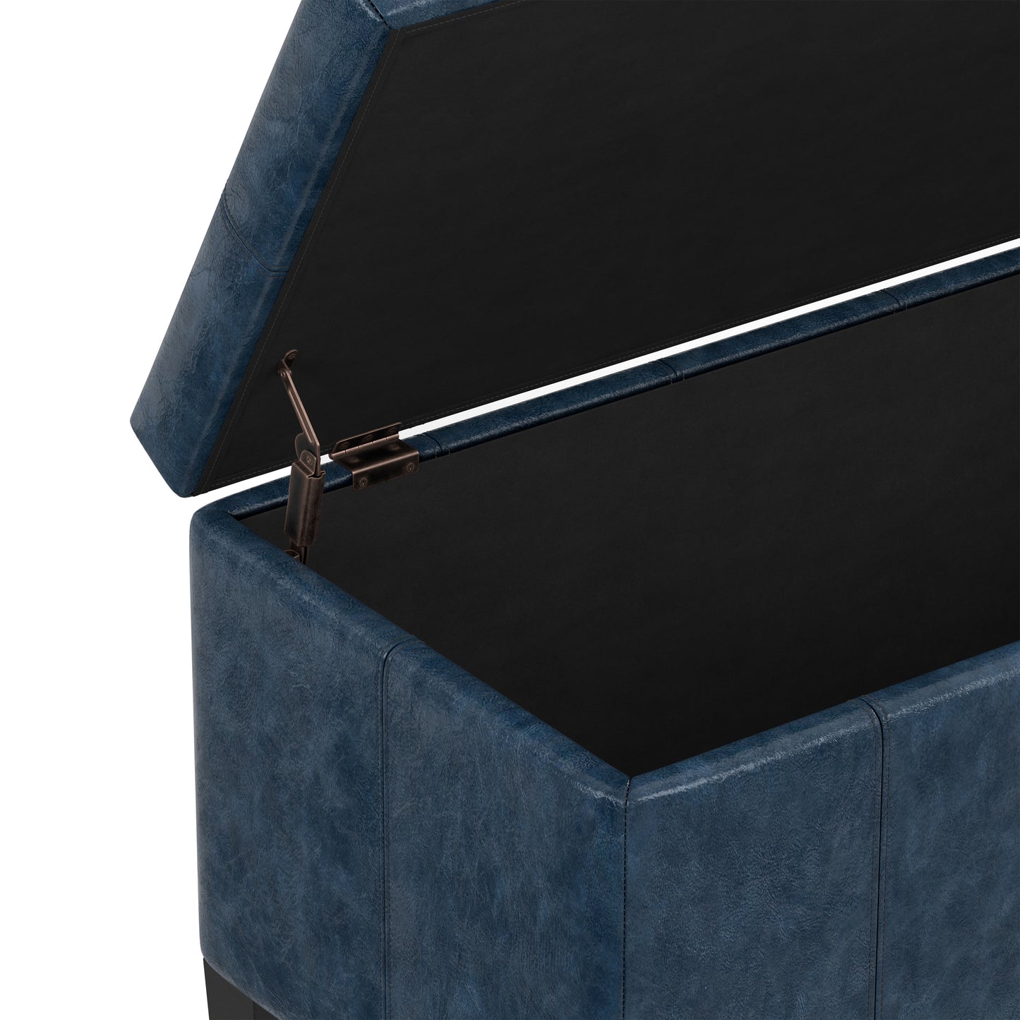 Denim Blue Vegan Leather | Dover Storage Ottoman in Vegan Leather