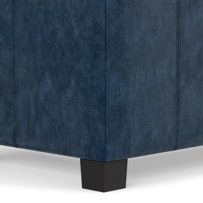 Denim Blue Vegan Leather | Dover Storage Ottoman in Vegan Leather