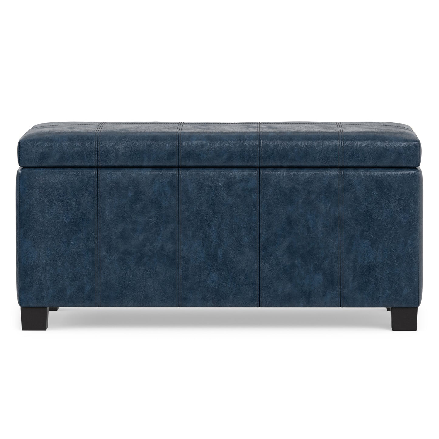 Denim Blue Vegan Leather | Dover Storage Ottoman in Vegan Leather