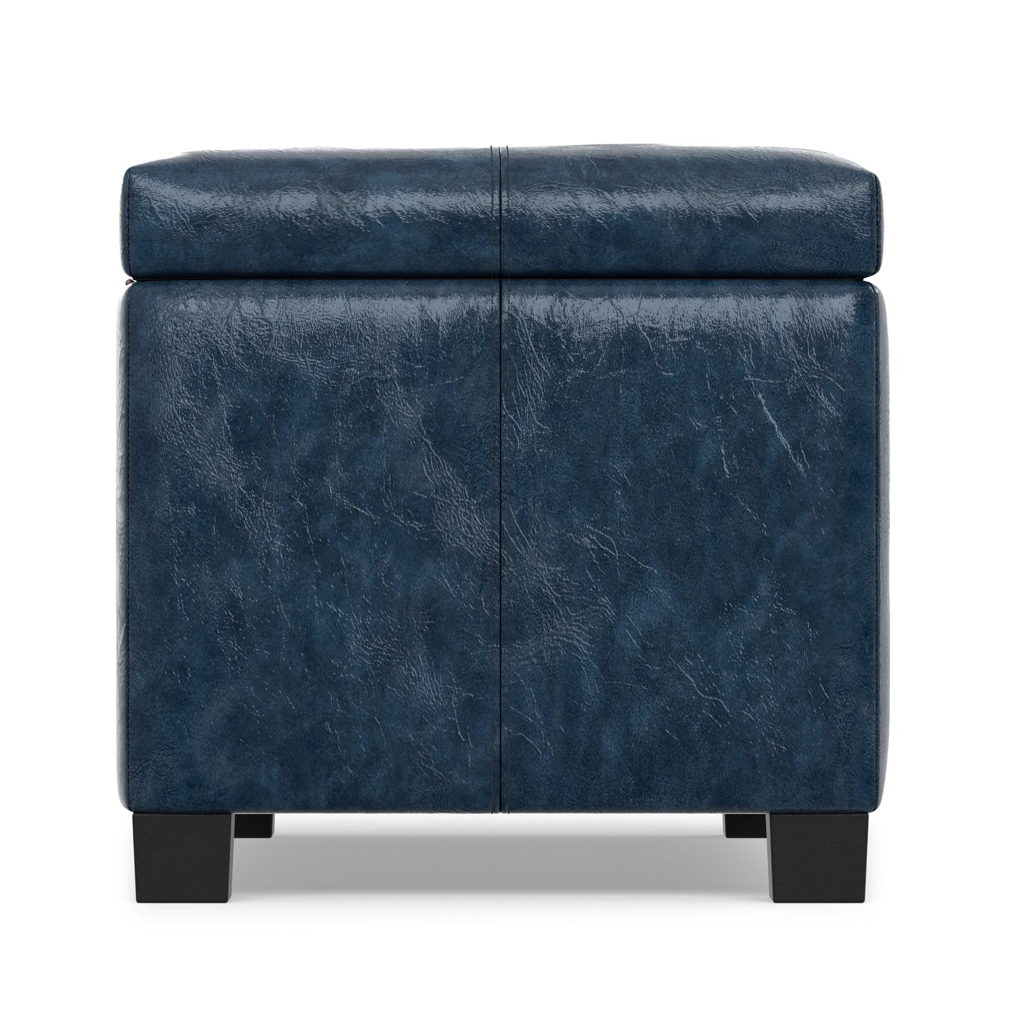 Denim Blue Vegan Leather | Dover Storage Ottoman in Vegan Leather