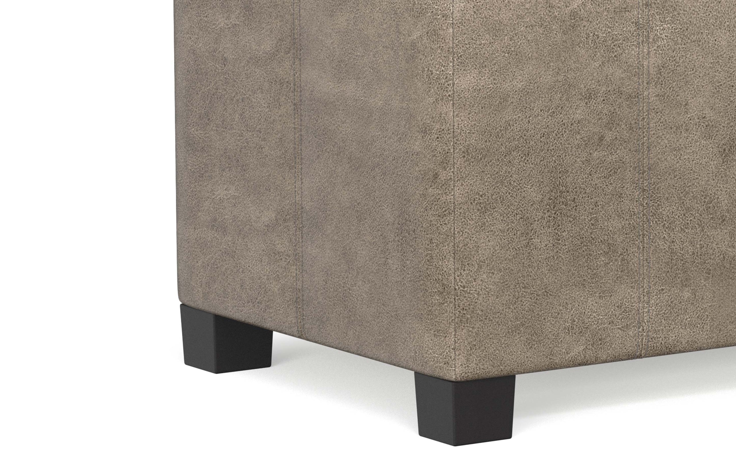 Distressed Smoky Grey Brown Distressed Vegan Leather | Dover Vegan Leather Storage Ottoman