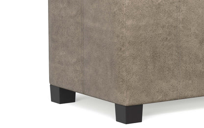 Distressed Smoky Grey Brown Distressed Vegan Leather | Dover Vegan Leather Storage Ottoman