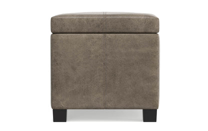 Distressed Smoky Grey Brown Distressed Vegan Leather | Dover Vegan Leather Storage Ottoman