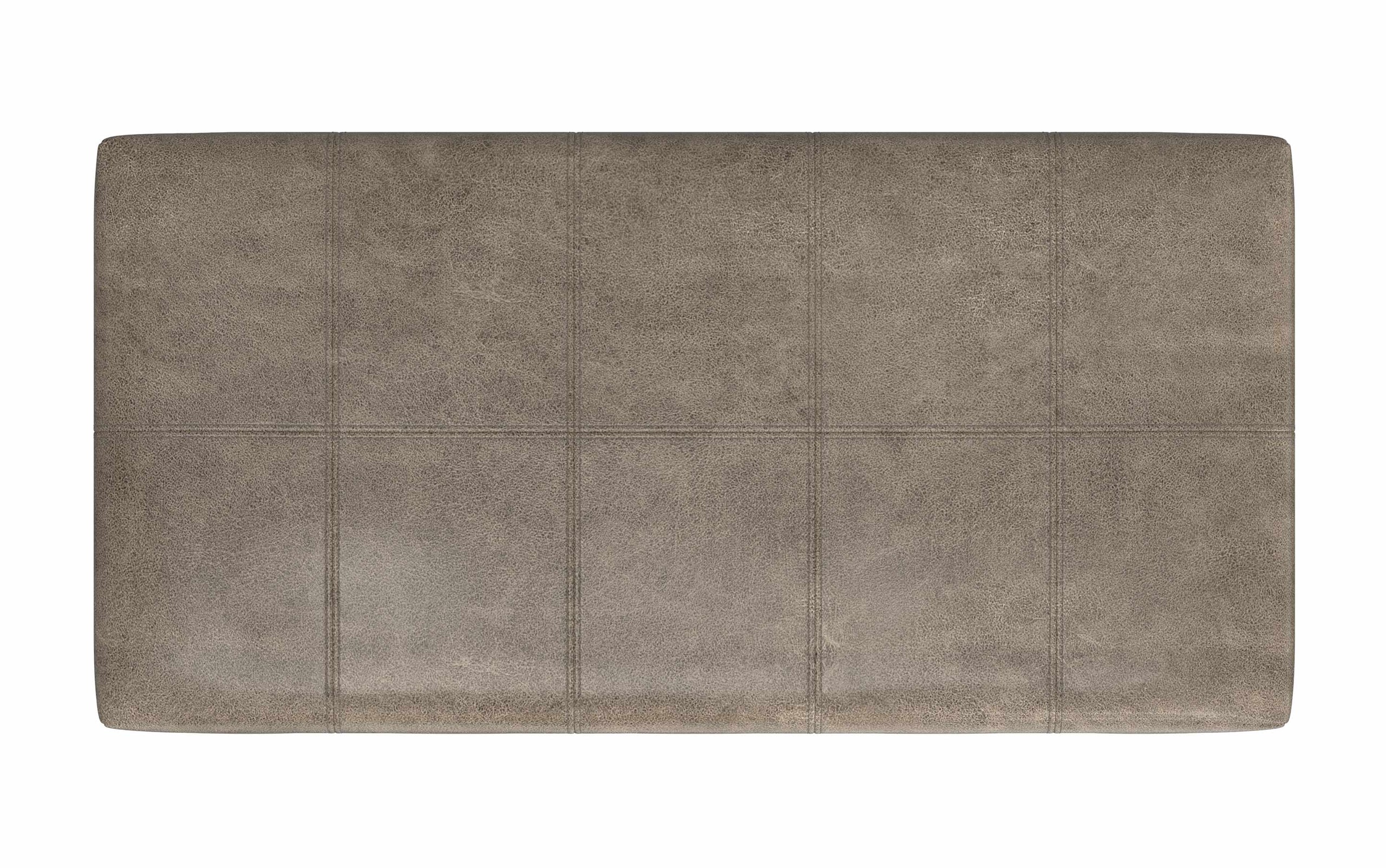 Distressed Smoky Grey Brown Distressed Vegan Leather | Dover Vegan Leather Storage Ottoman