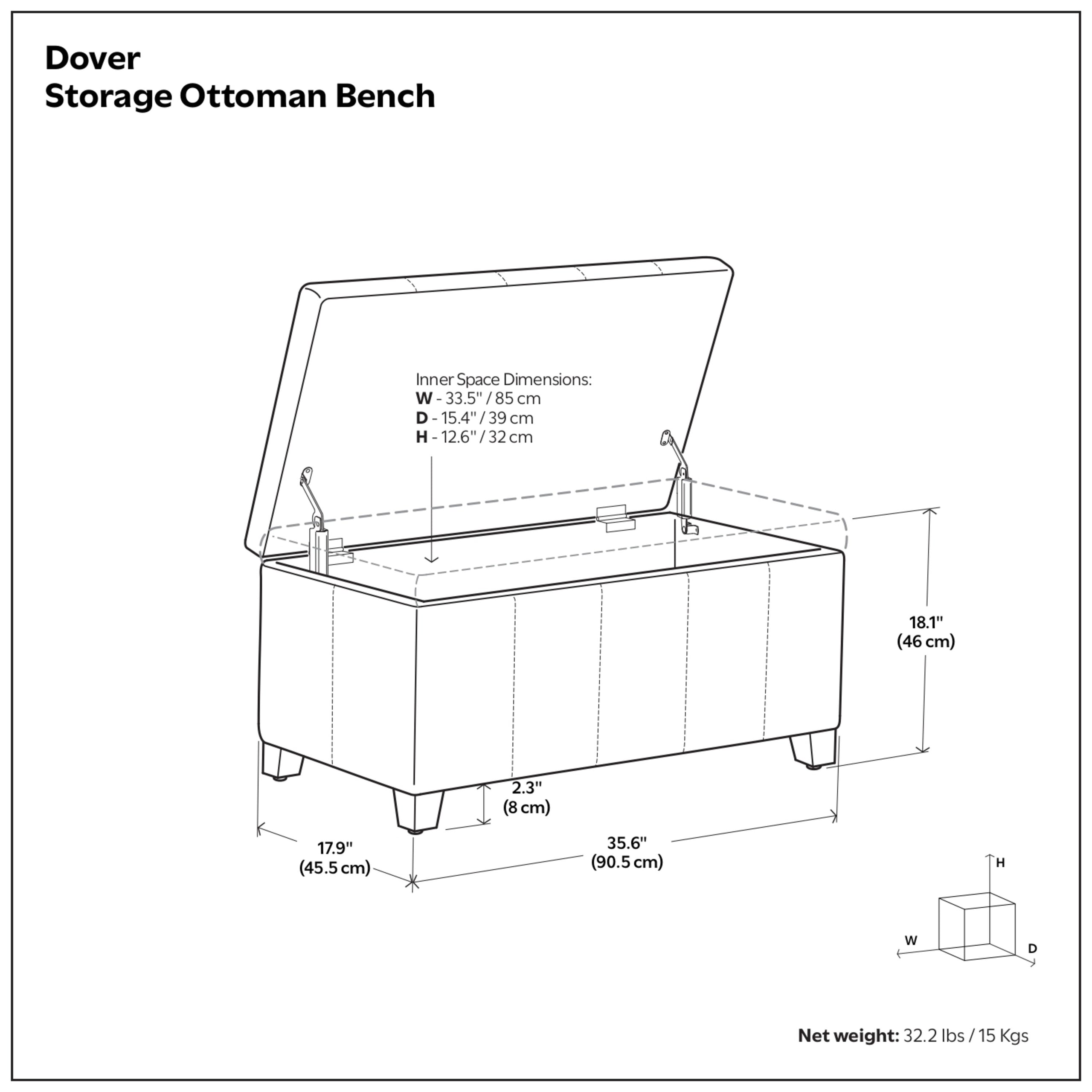 Distressed Grey Taupe Distressed Vegan Leather | Dover Storage Ottoman in Distressed Vegan Leather
