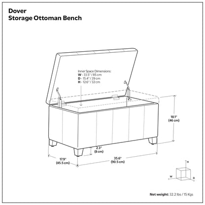 Distressed Grey Taupe Distressed Vegan Leather | Dover Storage Ottoman in Distressed Vegan Leather