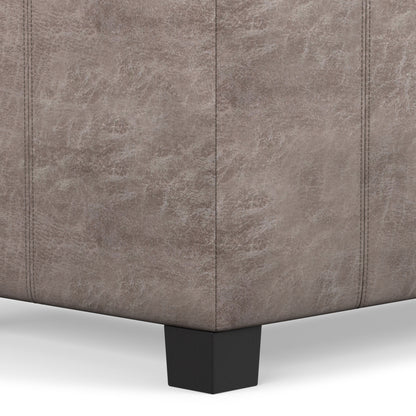 Distressed Grey Taupe Distressed Vegan Leather | Dover Storage Ottoman in Distressed Vegan Leather