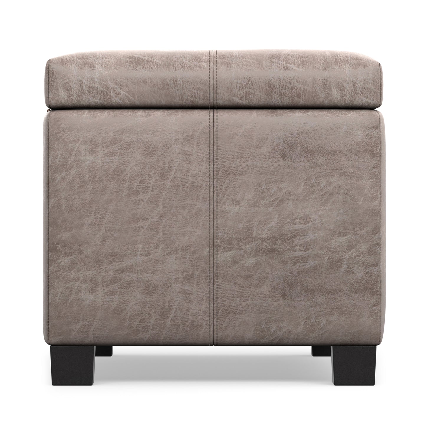 Distressed Grey Taupe Distressed Vegan Leather | Dover Storage Ottoman in Distressed Vegan Leather