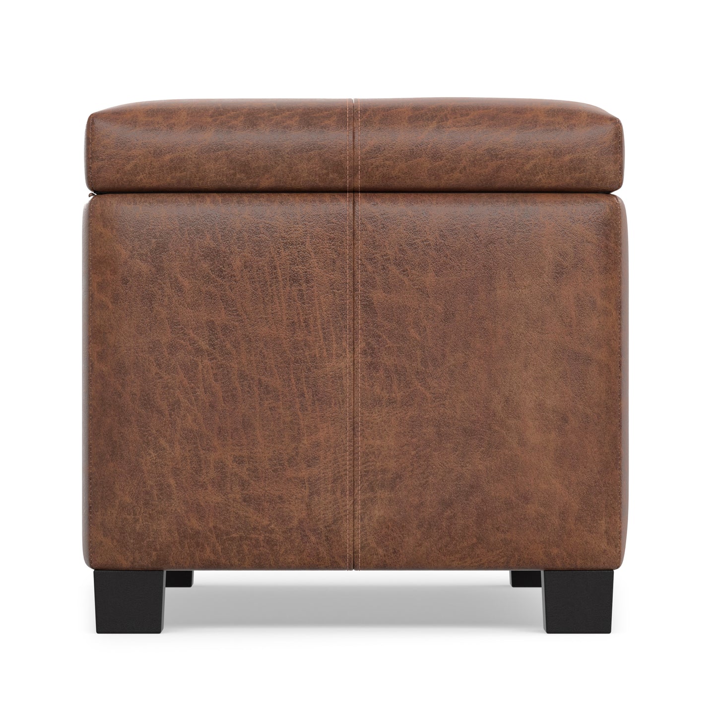 Distressed Saddle Brown Distressed Vegan Leather | Dover Storage Ottoman in Distressed Vegan Leather