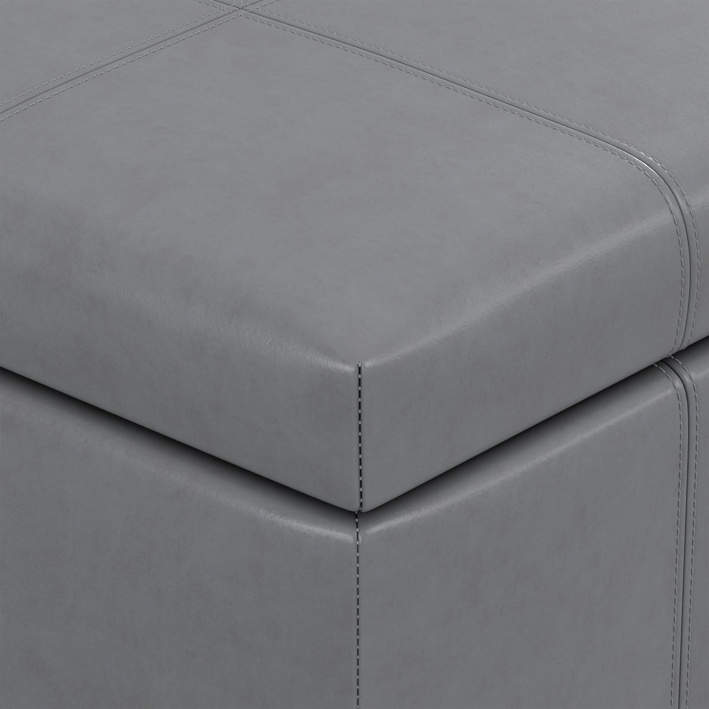 Stone Grey Vegan Leather | Dover Storage Ottoman in Vegan Leather
