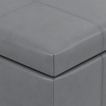 Stone Grey Vegan Leather | Dover Storage Ottoman in Vegan Leather