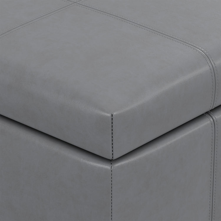 Stone Grey Vegan Leather | Dover Storage Ottoman in Vegan Leather