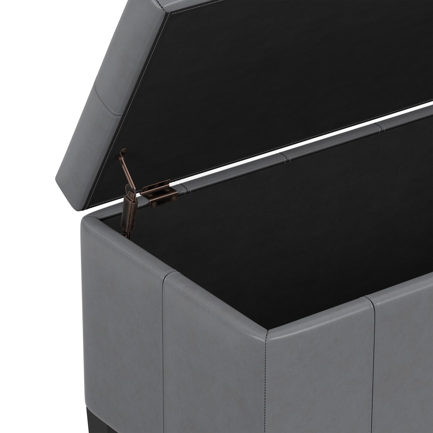 Stone Grey Vegan Leather | Dover Storage Ottoman in Vegan Leather