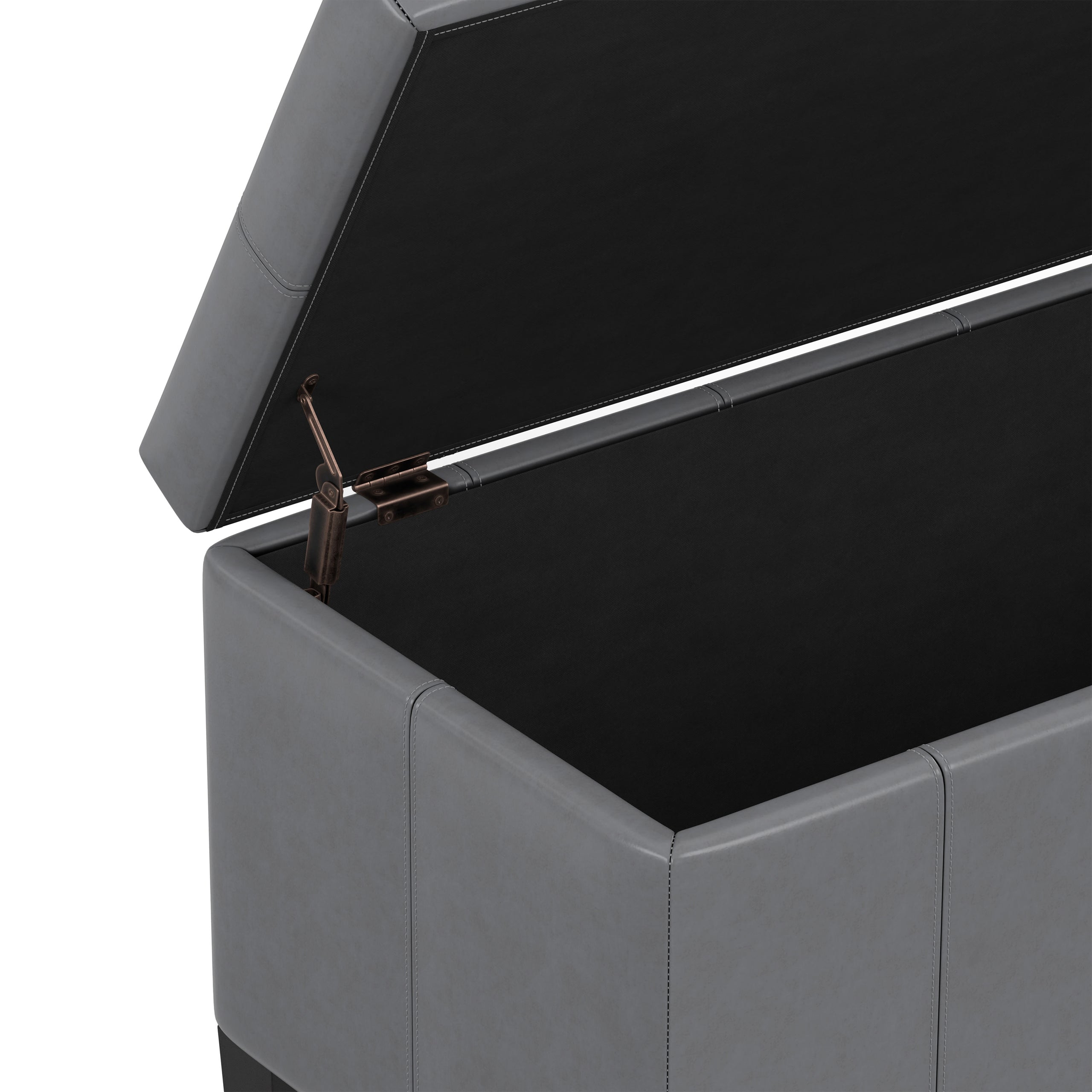 Stone Grey Vegan Leather | Dover Storage Ottoman in Vegan Leather