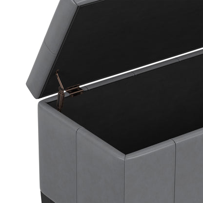 Stone Grey Vegan Leather | Dover Storage Ottoman in Vegan Leather