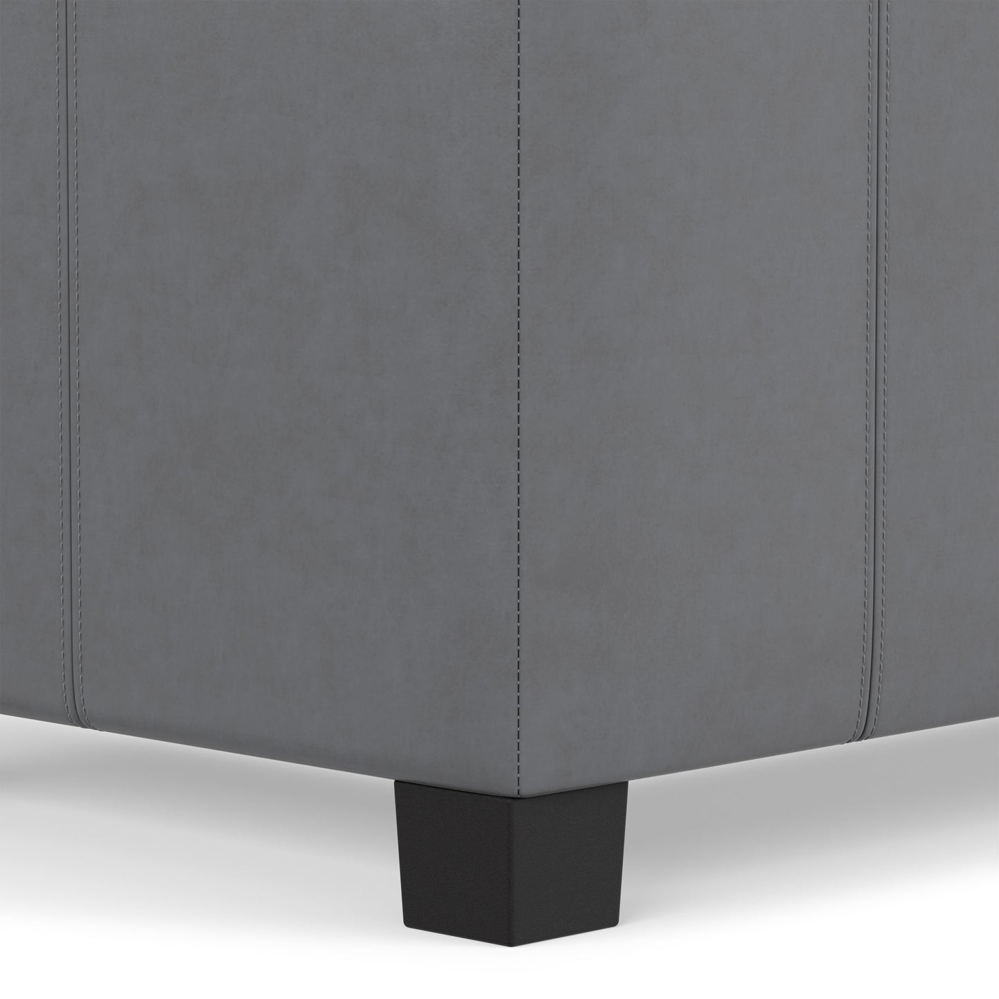 Stone Grey Vegan Leather | Dover Storage Ottoman in Vegan Leather