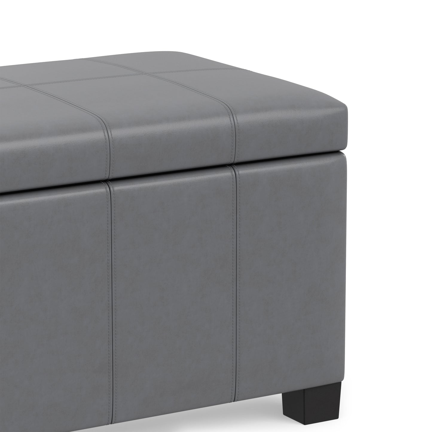 Stone Grey Vegan Leather | Dover Storage Ottoman in Vegan Leather