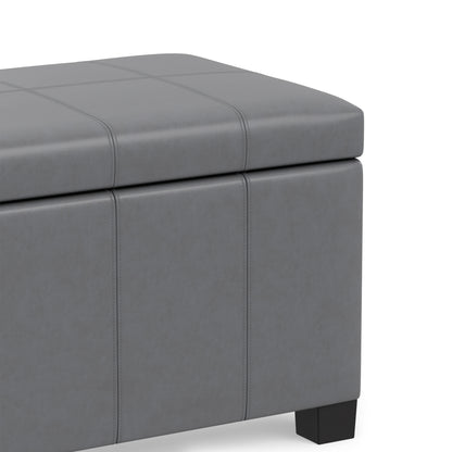 Stone Grey Vegan Leather | Dover Storage Ottoman in Vegan Leather