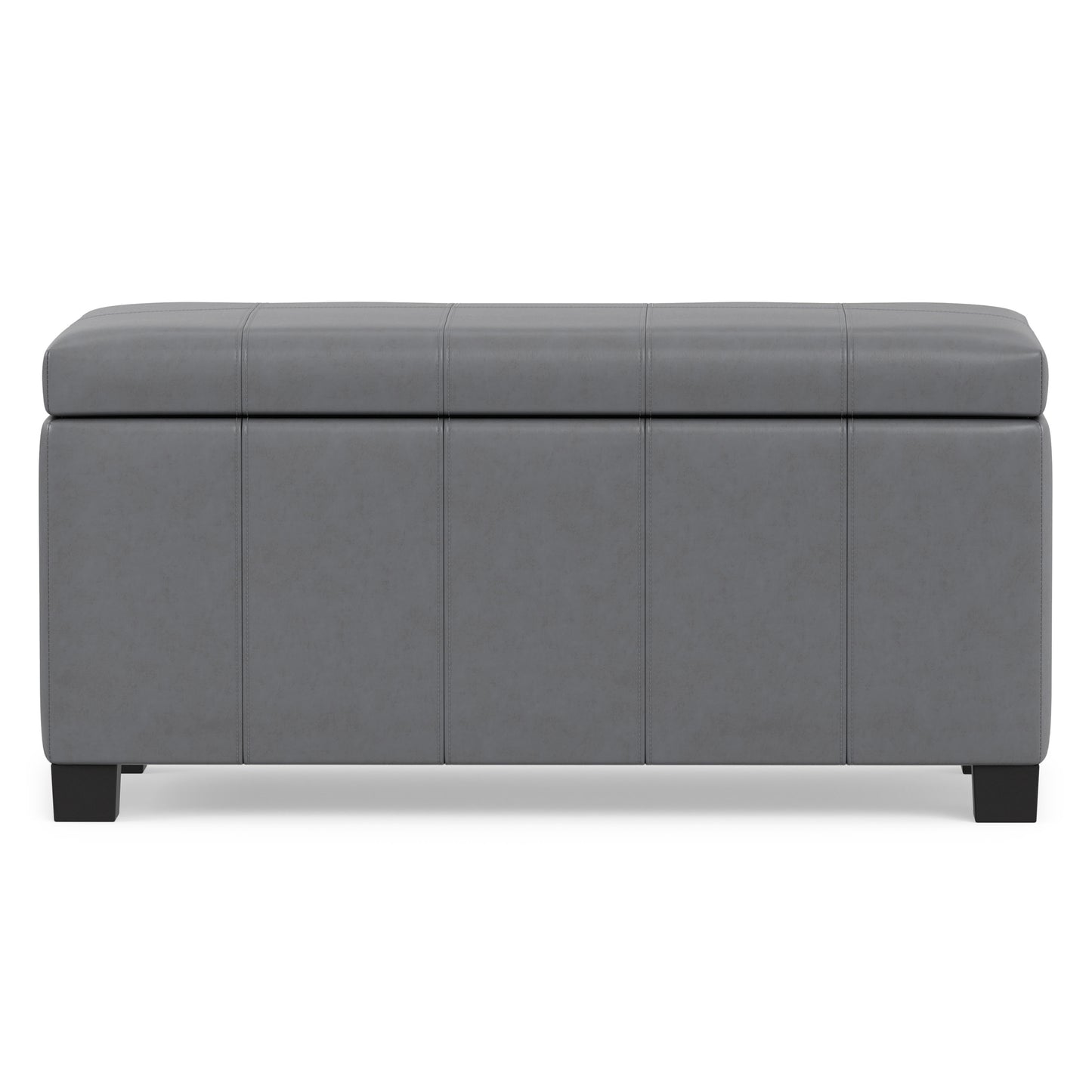 Stone Grey Vegan Leather | Dover Storage Ottoman in Vegan Leather