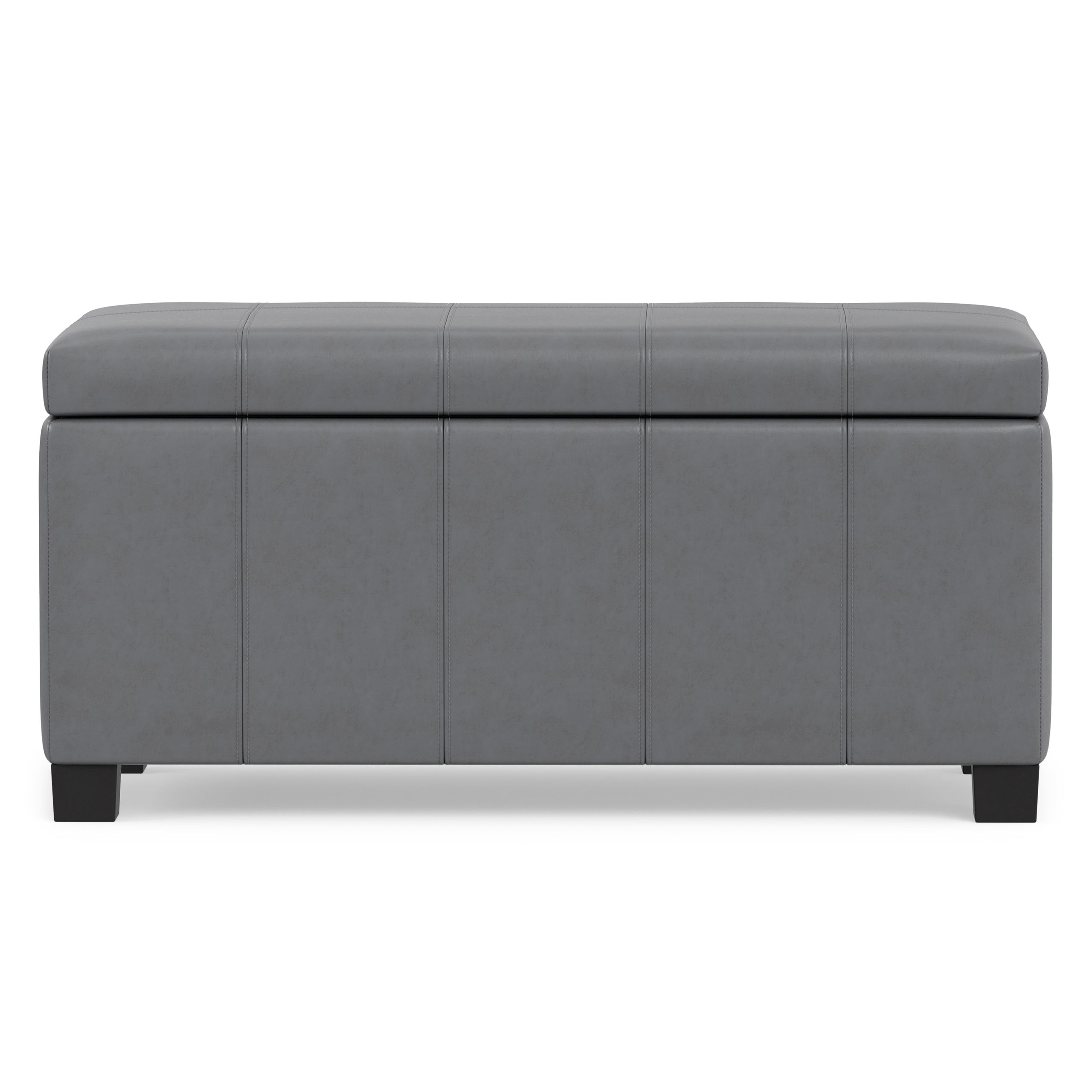 Stone Grey Vegan Leather | Dover Storage Ottoman in Vegan Leather