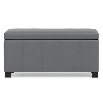 Stone Grey Vegan Leather | Dover Storage Ottoman in Vegan Leather