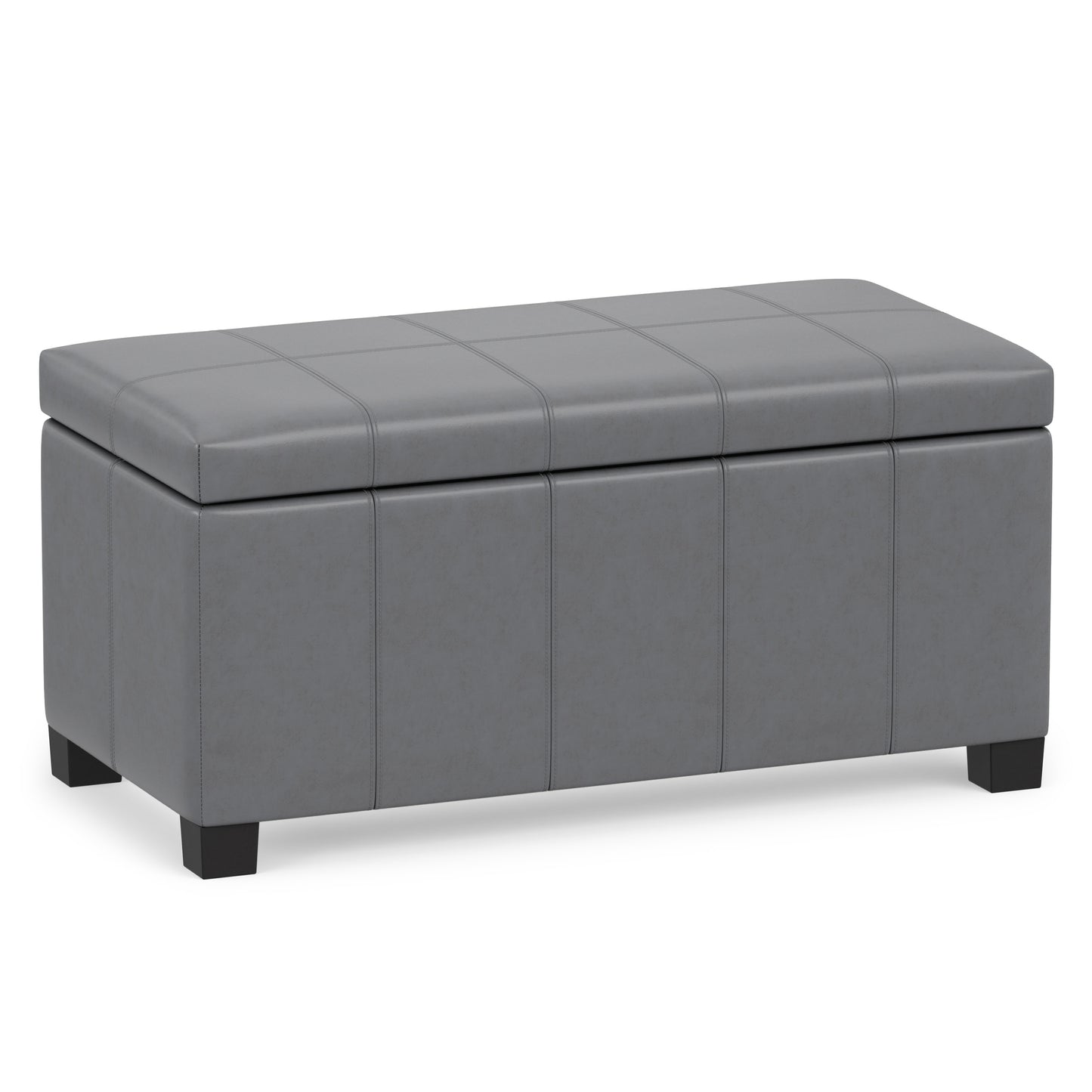 Stone Grey Vegan Leather | Dover Storage Ottoman in Vegan Leather