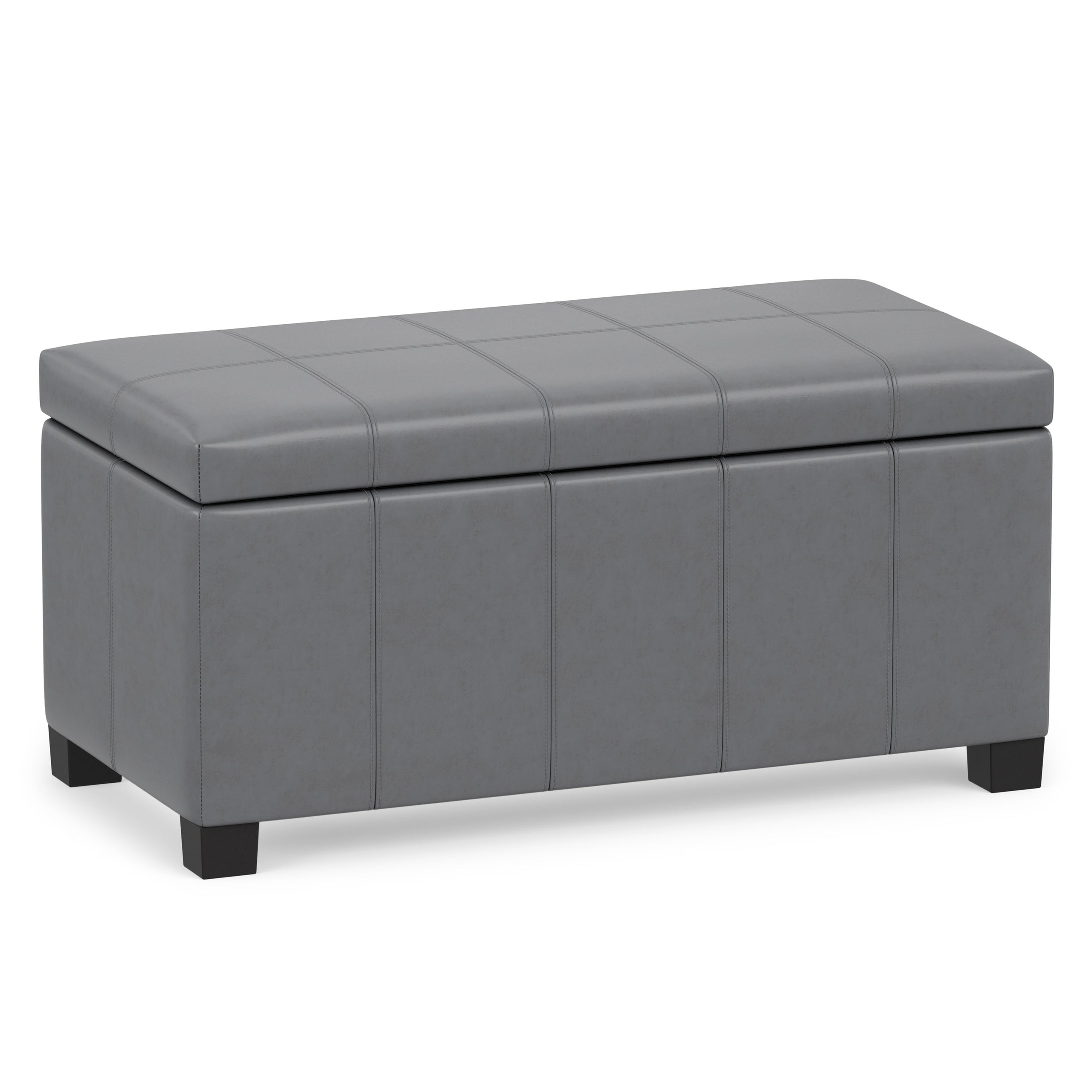 Stone Grey Vegan Leather | Dover Storage Ottoman in Vegan Leather