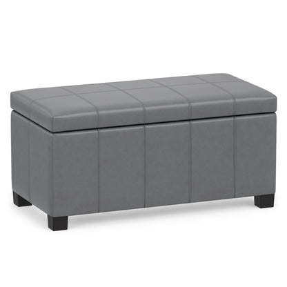 Stone Grey Vegan Leather | Dover Storage Ottoman in Vegan Leather